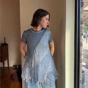 Simply Couture Blue Lace Women's Blouse